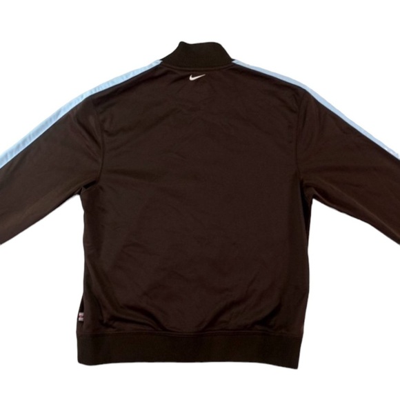NIKE Vintage Y2K Spellout Track Zip Up Jacket in Brown / Baby Blue Size XL - Picture 4 of 9